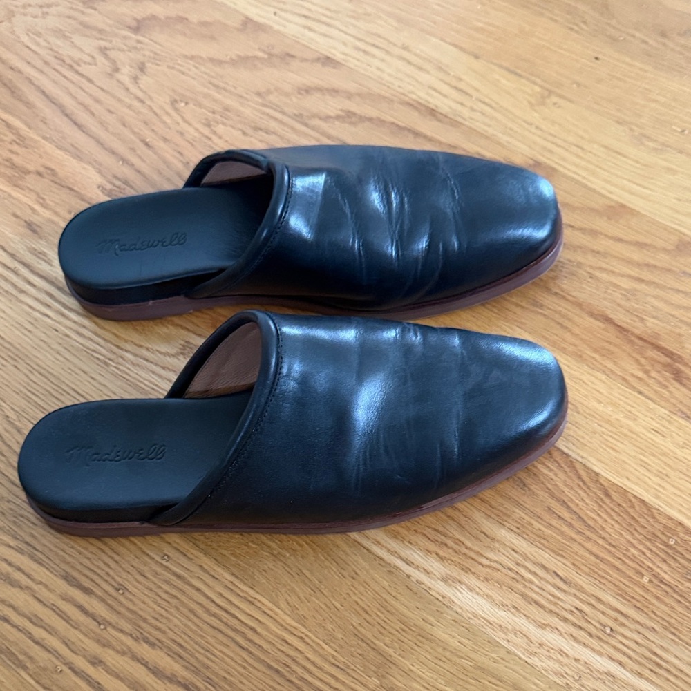 Madewell Women’s Black Leather Slip-On Shoes